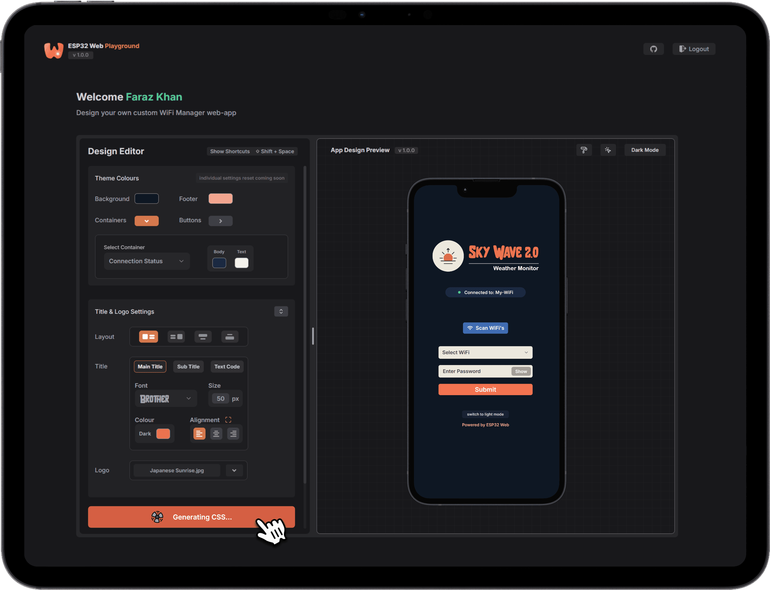 Picture of Playground running on an iPad